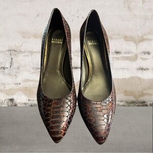 Stuart Weitzman Women's Croc Embossed Pattern Heels Size 9